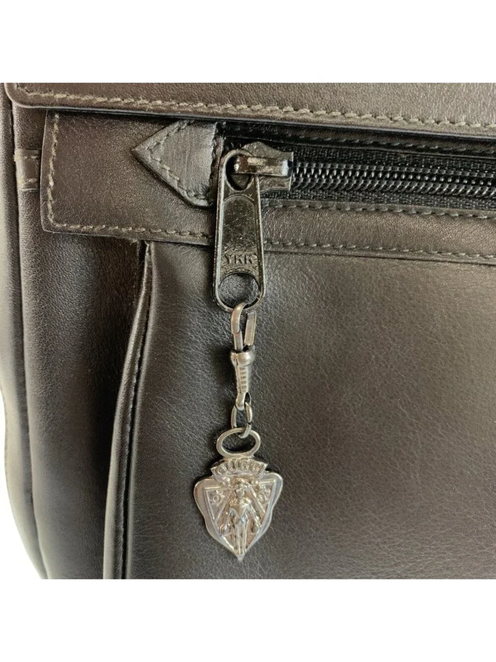 Gucci Interlocking Black Gunmetal Leather 004 406 Clutch